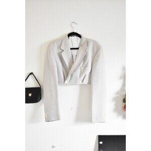 Cropped Men's Blazer Woman's M Ivory Beige Cream Hagger Vintage 90s Chic